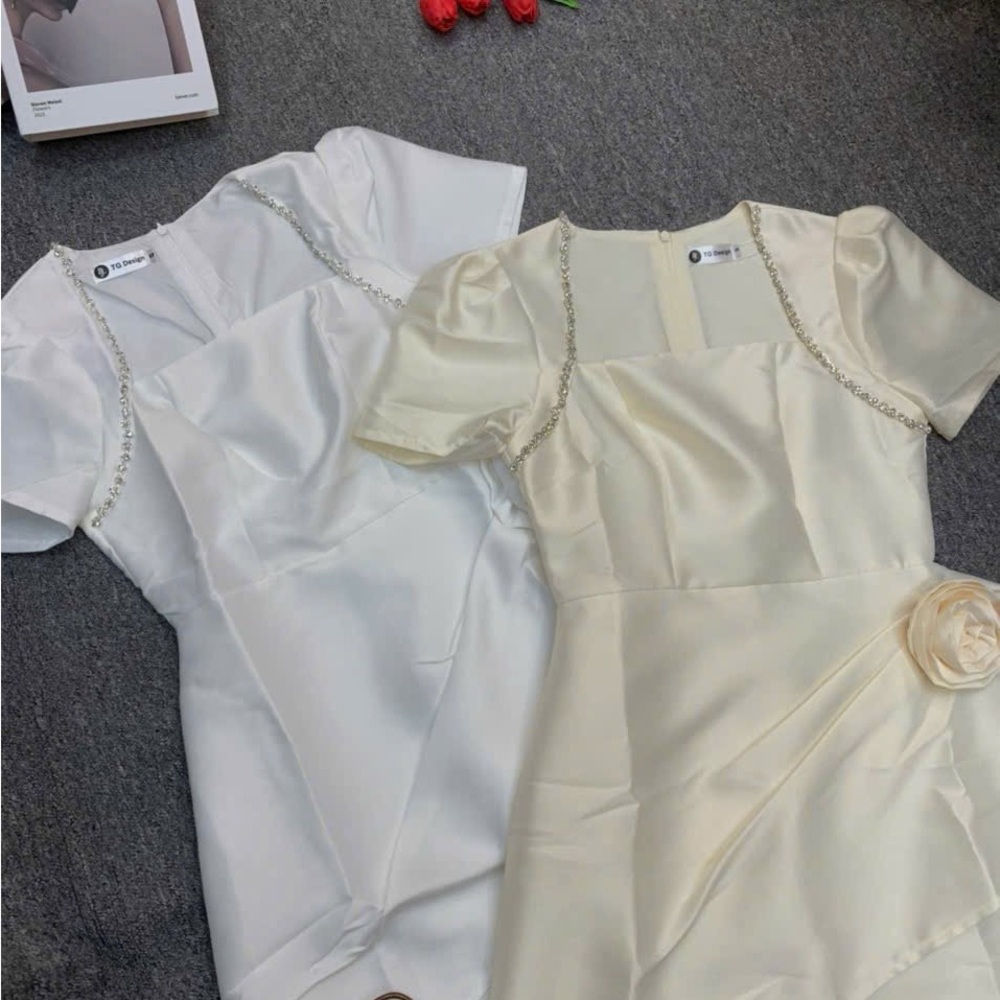 Elegant White and Cream Dresses with Pearl Details